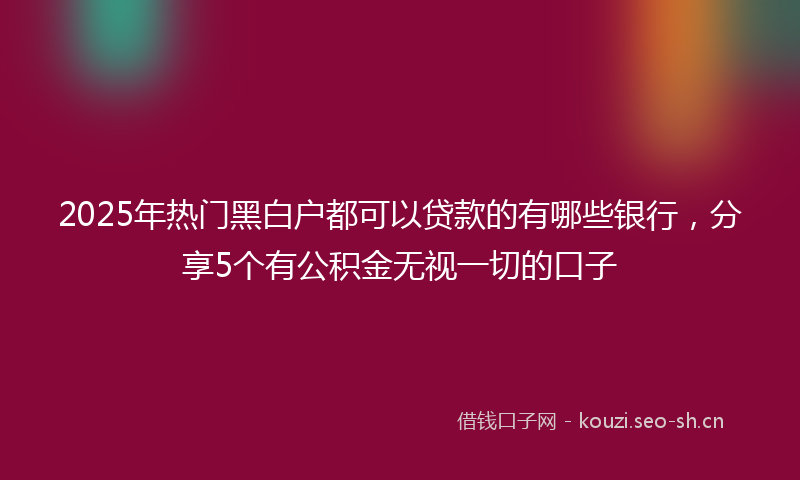 2025年热门黑白户都可以贷款的有哪些银行，分享5个有公积金无视一切的口子