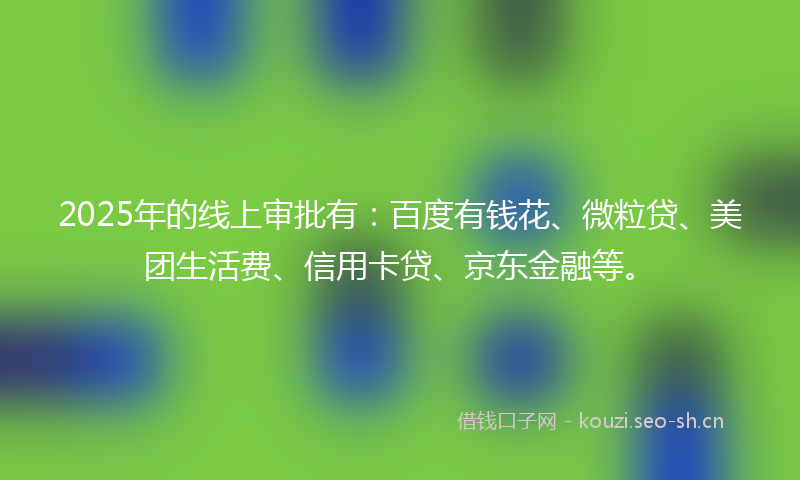 2025年的线上审批有：百度有钱花、微粒贷、美团生活费、信用卡贷、京东金融等。