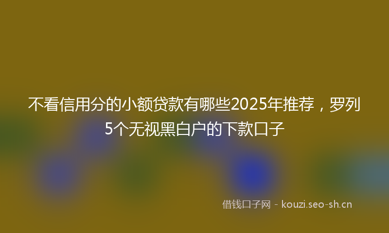 不看信用分的小额贷款有哪些2025年推荐，罗列5个无视黑白户的下款口子