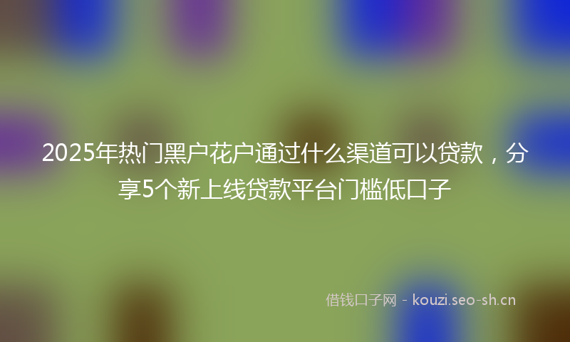 2025年热门黑户花户通过什么渠道可以贷款,分享5个新上线贷款平台门槛低口子