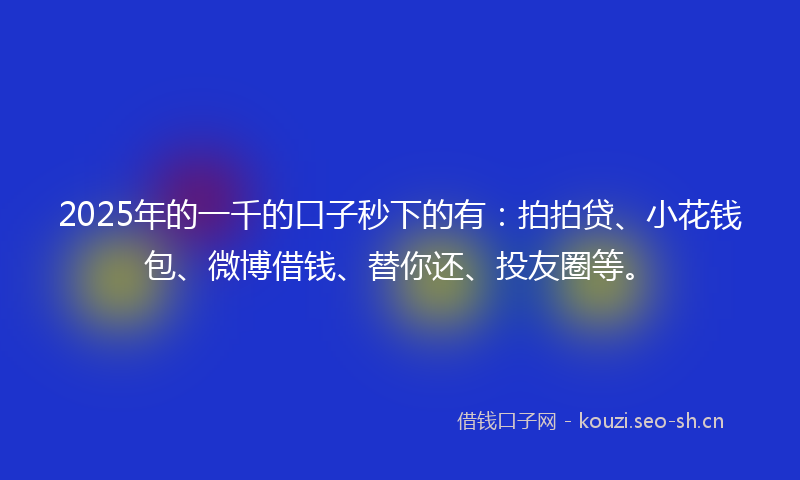 2025年的一千的口子秒下的有：拍拍贷、小花钱包、微博借钱、替你还、投友圈等。