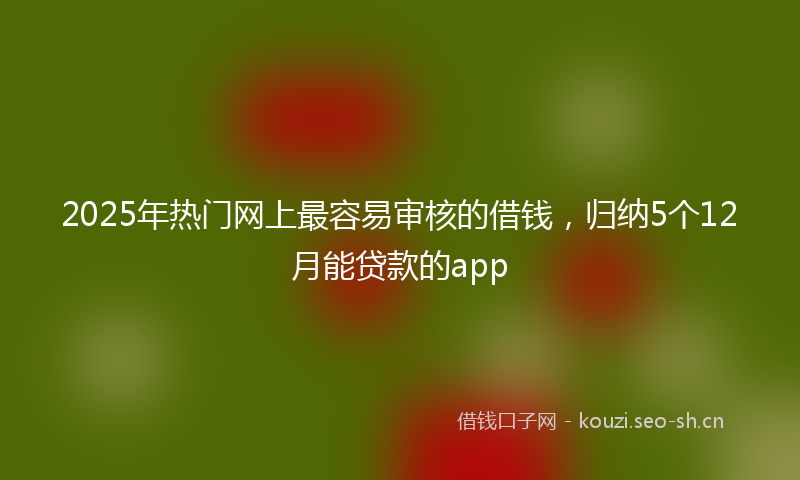 2025年热门网上最容易审核的借钱，归纳5个12月能贷款的app