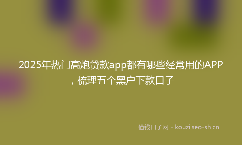 2025年热门高炮贷款app都有哪些经常用的APP，梳理五个黑户下款口子