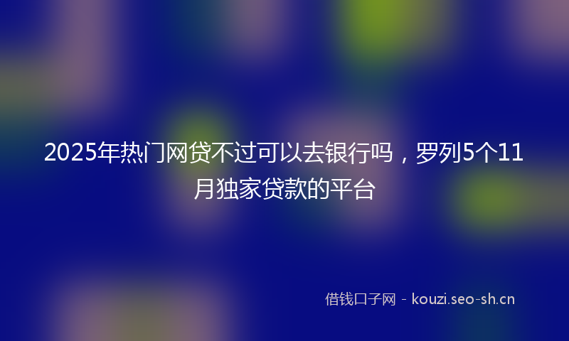 2025年热门网贷不过可以去银行吗，罗列5个11月独家贷款的平台