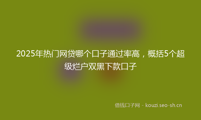 2025年热门网贷哪个口子通过率高，概括5个超级烂户双黑下款口子