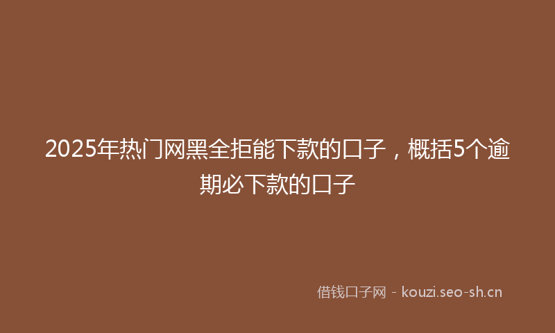 2025年热门网黑全拒能下款的口子，概括5个逾期必下款的口子