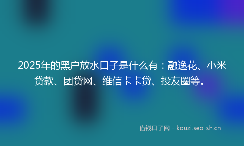 2025年的黑户放水口子是什么有：融逸花、小米贷款、团贷网、维信卡卡贷、投友圈等。