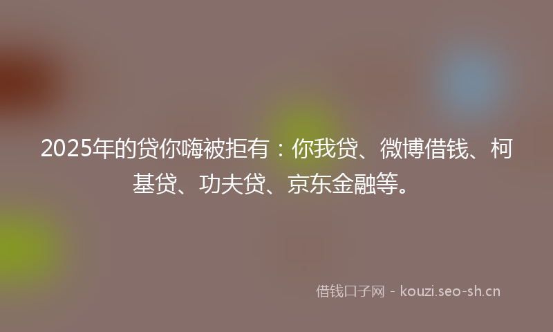 2025年的贷你嗨被拒有：你我贷、微博借钱、柯基贷、功夫贷、京东金融等。