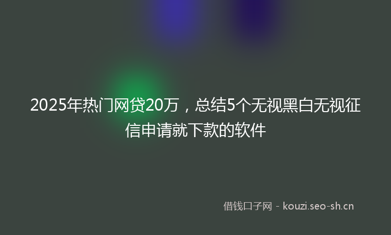 2025年热门网贷20万，总结5个无视黑白无视征信申请就下款的软件