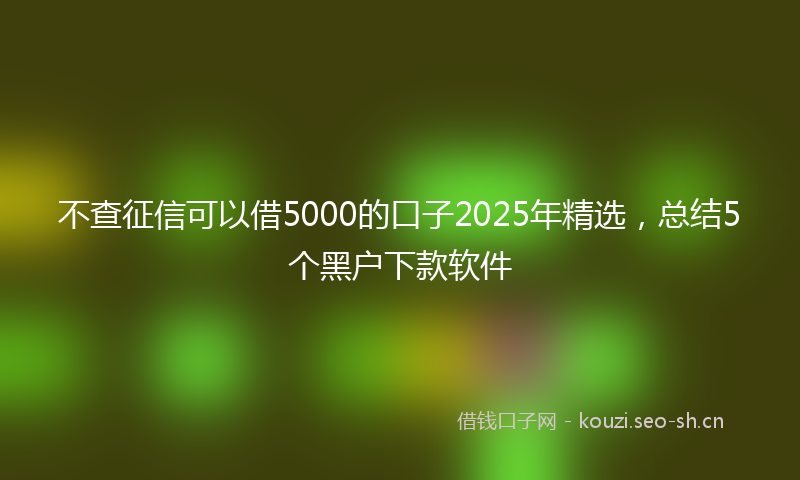不查征信可以借5000的口子2025年精选，总结5个黑户下款软件