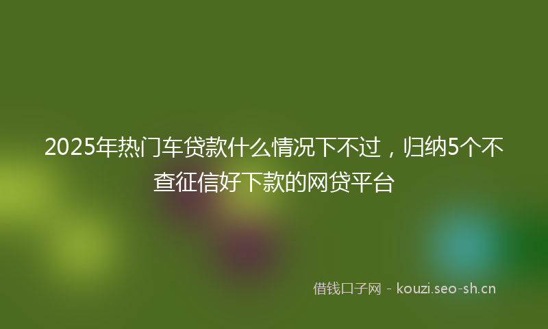 2025年热门车贷款什么情况下不过，归纳5个不查征信好下款的网贷平台