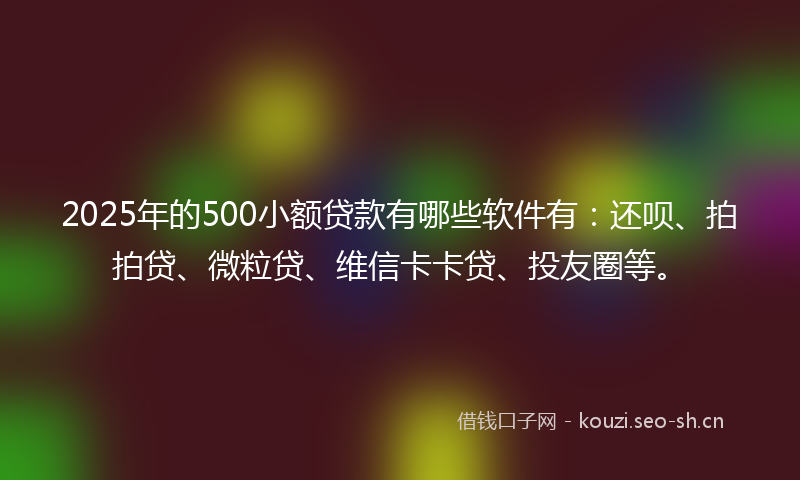 2025年的500小额贷款有哪些软件有：还呗、拍拍贷、微粒贷、维信卡卡贷、投友圈等。