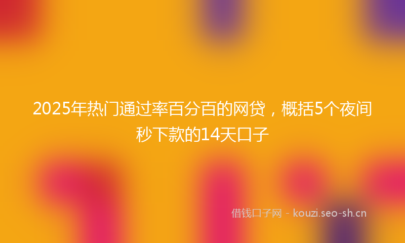 2025年热门通过率百分百的网贷，概括5个夜间秒下款的14天口子