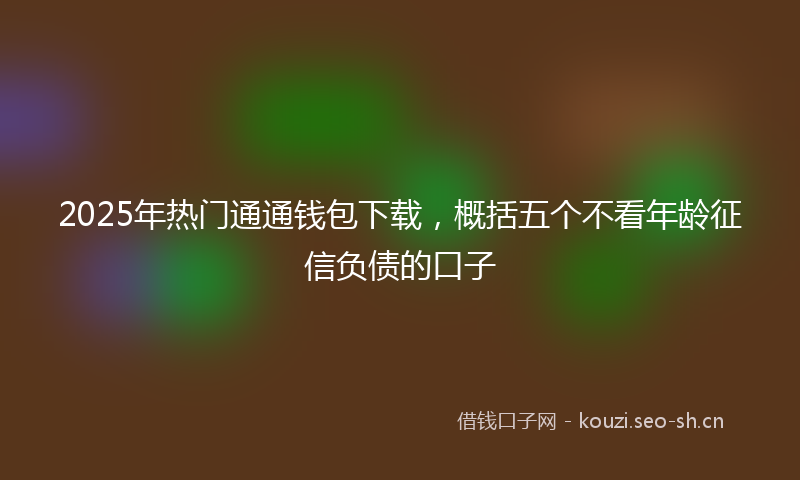 2025年热门通通钱包下载，概括五个不看年龄征信负债的口子
