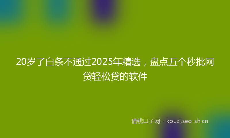 20岁了白条不通过2025年精选，盘点五个秒批网贷轻松贷的软件