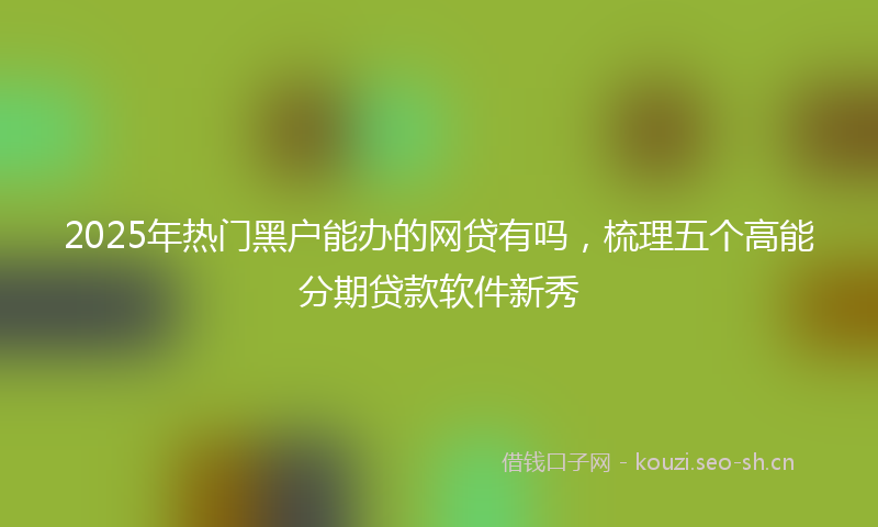 2025年热门黑户能办的网贷有吗，梳理五个高能分期贷款软件新秀