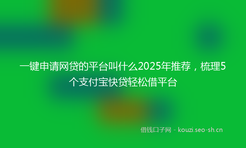 一键申请网贷的平台叫什么2025年推荐，梳理5个支付宝快贷轻松借平台