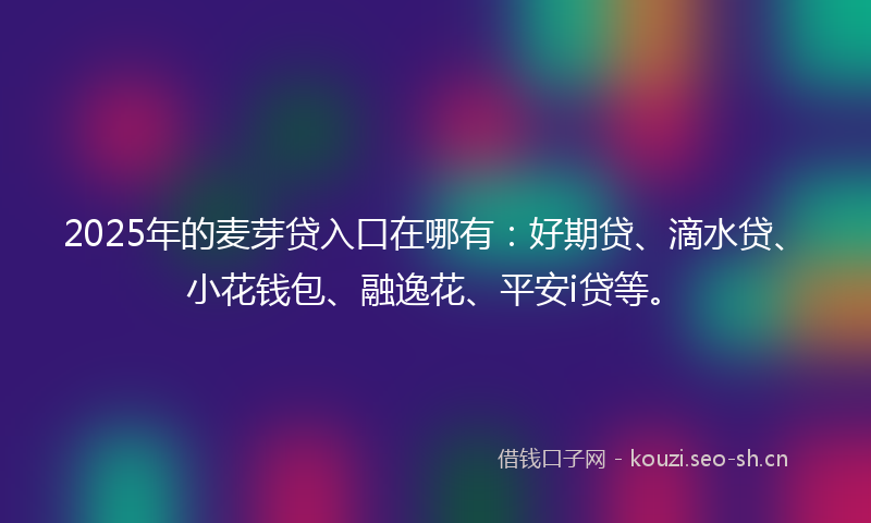2025年的麦芽贷入口在哪有：好期贷、滴水贷、小花钱包、融逸花、平安i贷等。