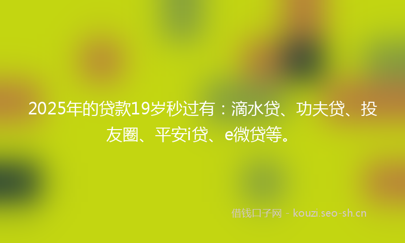 2025年的贷款19岁秒过有：滴水贷、功夫贷、投友圈、平安i贷、e微贷等。