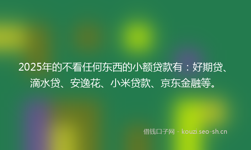 2025年的不看任何东西的小额贷款有:好期贷、滴水贷、安逸花、小米贷款、京东金融等。