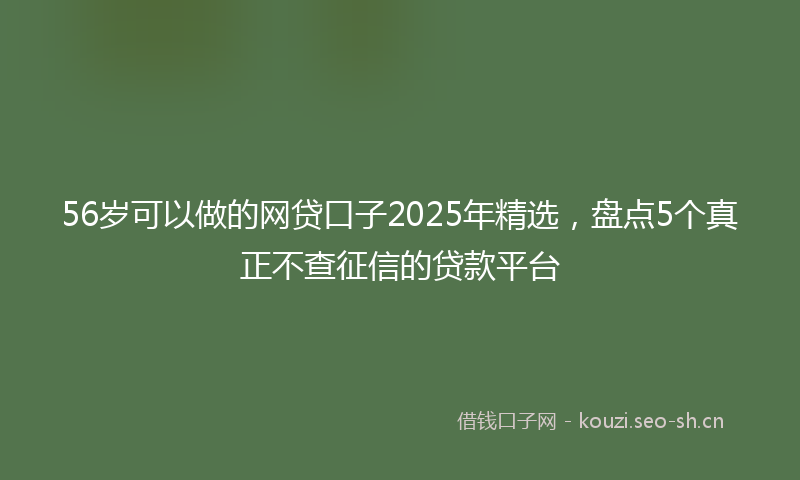 56岁可以做的网贷口子2025年精选，盘点5个真正不查征信的贷款平台