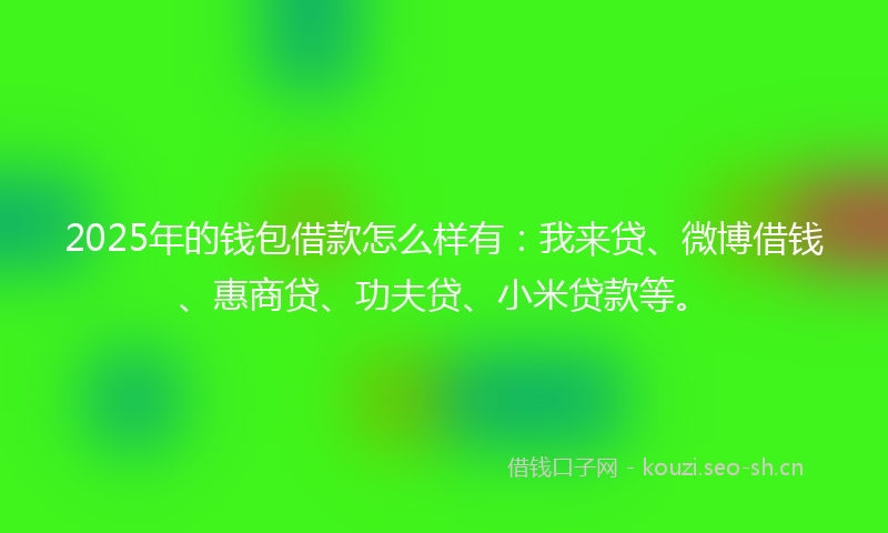 2025年的钱包借款怎么样有：我来贷、微博借钱、惠商贷、功夫贷、小米贷款等。
