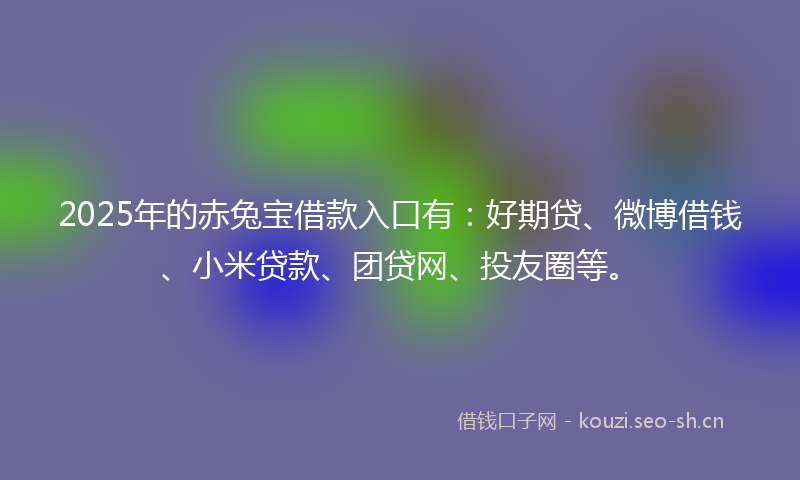 2025年的赤兔宝借款入口有：好期贷、微博借钱、小米贷款、团贷网、投友圈等。