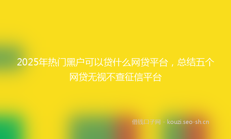 2025年热门黑户可以贷什么网贷平台，总结五个网贷无视不查征信平台