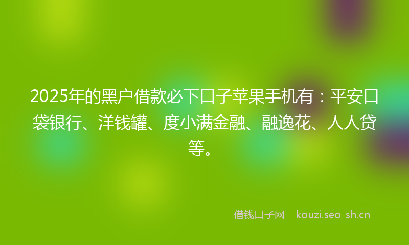 2025年的黑户借款必下口子苹果手机有:平安口袋银行、洋钱罐、度小满金融、融逸花、人人贷等。