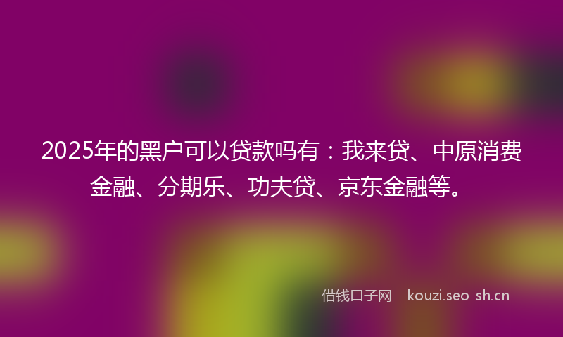2025年的黑户可以贷款吗有：我来贷、中原消费金融、分期乐、功夫贷、京东金融等。