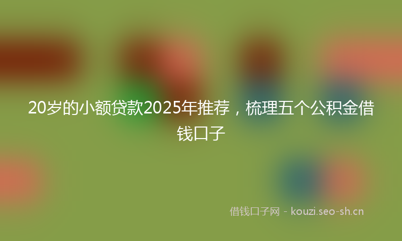 20岁的小额贷款2025年推荐，梳理五个公积金借钱口子