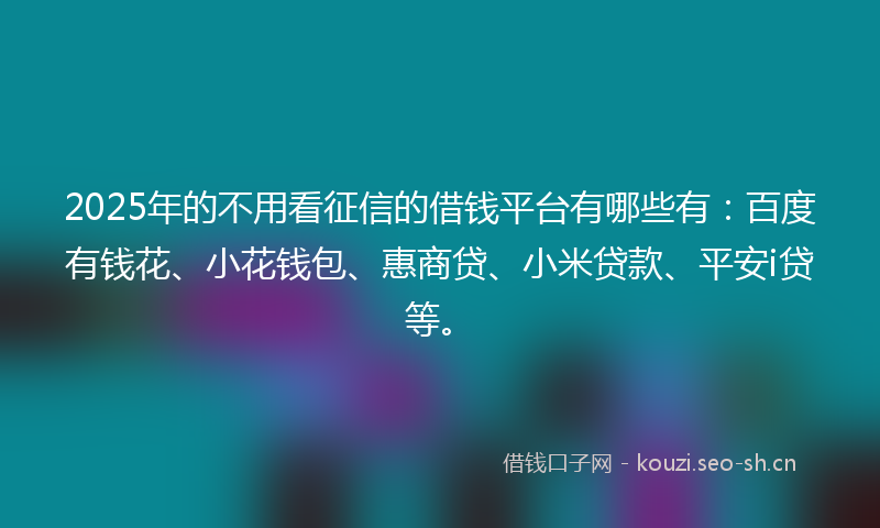 2025年的不用看征信的借钱平台有哪些有：百度有钱花、小花钱包、惠商贷、小米贷款、平安i贷等。