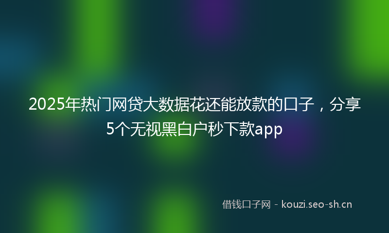 2025年热门网贷大数据花还能放款的口子，分享5个无视黑白户秒下款app