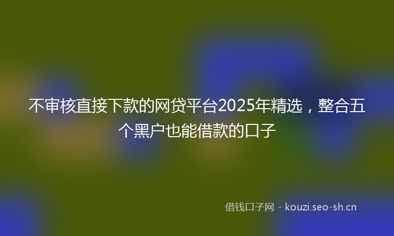 不审核直接下款的网贷平台2025年精选，整合五个黑户也能借款的口子