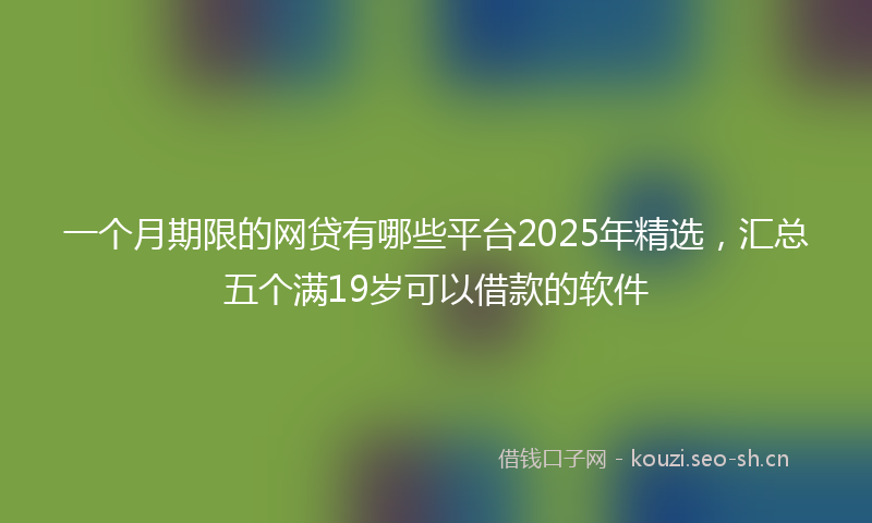 一个月期限的网贷有哪些平台2025年精选，汇总五个满19岁可以借款的软件