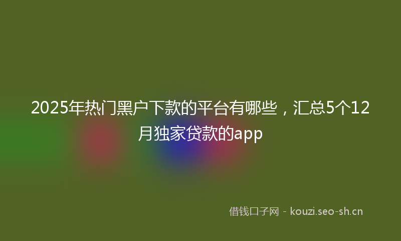 2025年热门黑户下款的平台有哪些，汇总5个12月独家贷款的app