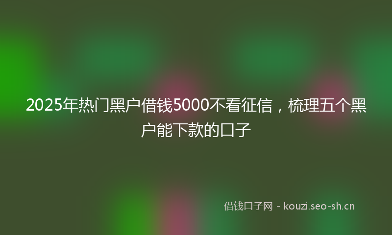 2025年热门黑户借钱5000不看征信，梳理五个黑户能下款的口子