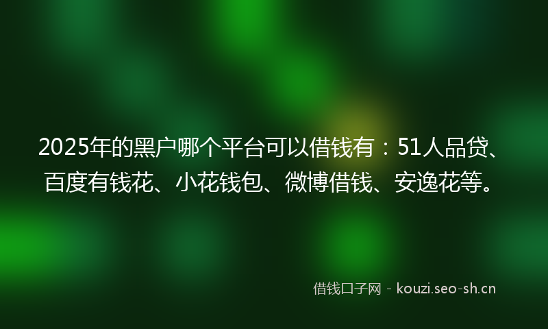 2025年的黑户哪个平台可以借钱有：51人品贷、百度有钱花、小花钱包、微博借钱、安逸花等。
