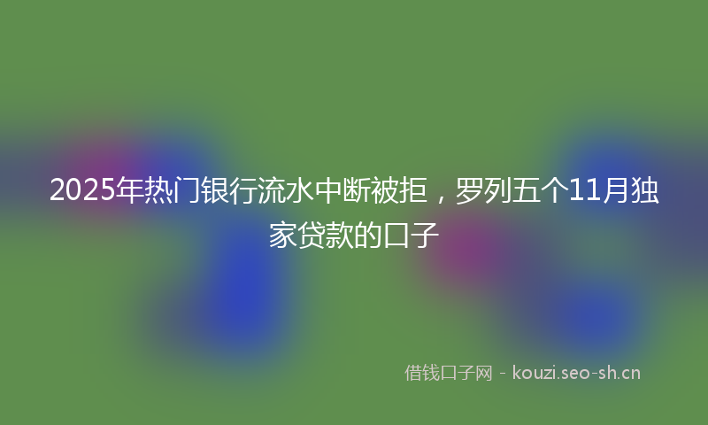 2025年热门银行流水中断被拒，罗列五个11月独家贷款的口子