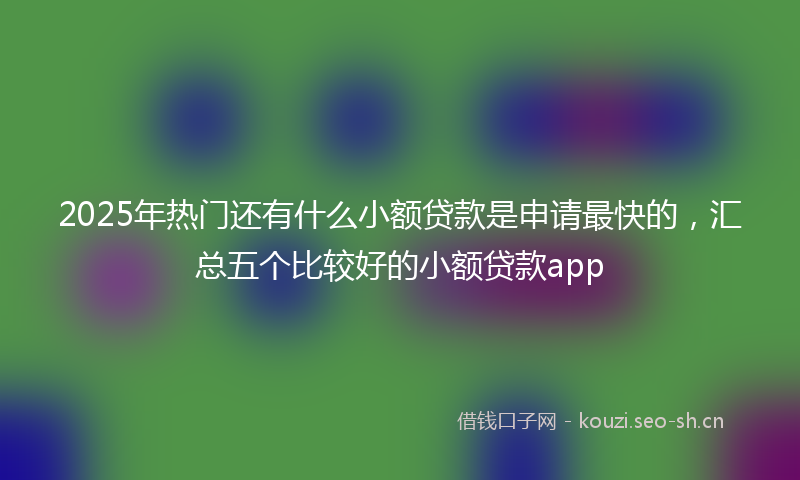 2025年热门还有什么小额贷款是申请最快的，汇总五个比较好的小额贷款app