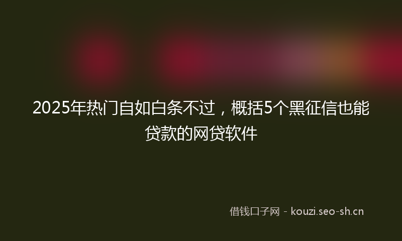 2025年热门自如白条不过，概括5个黑征信也能贷款的网贷软件