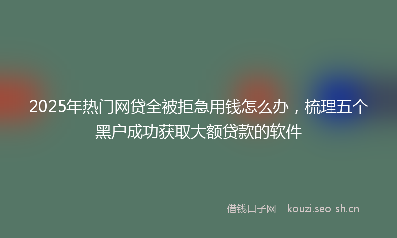 2025年热门网贷全被拒急用钱怎么办，梳理五个黑户成功获取大额贷款的软件