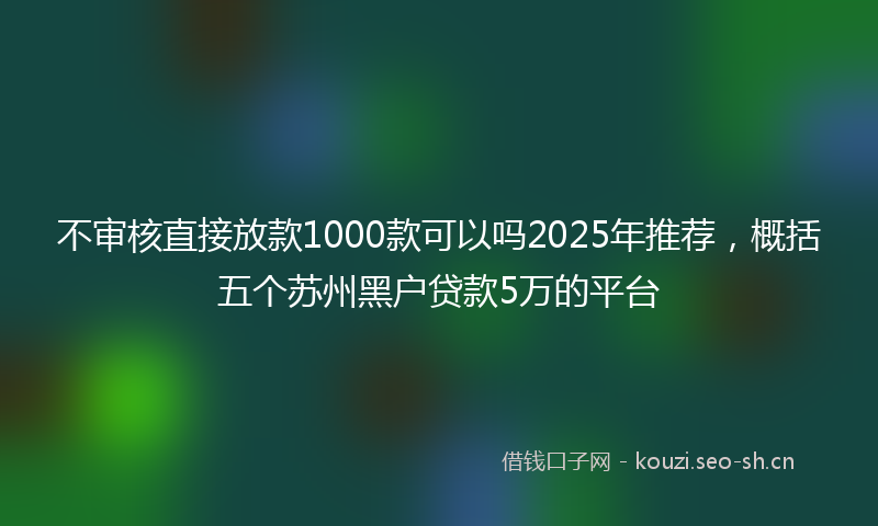 不审核直接放款1000款可以吗2025年推荐，概括五个苏州黑户贷款5万的平台
