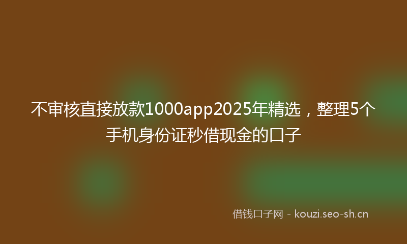 不审核直接放款1000app2025年精选，整理5个手机身份证秒借现金的口子