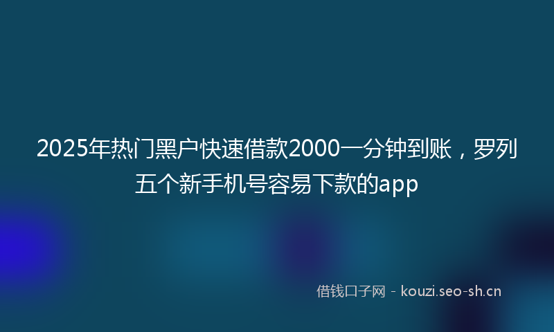 2025年热门黑户快速借款2000一分钟到账，罗列五个新手机号容易下款的app