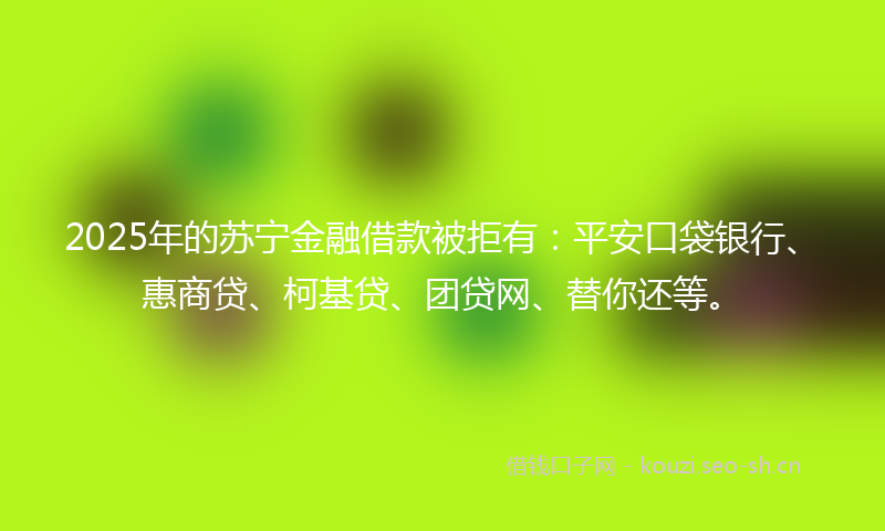 2025年的苏宁金融借款被拒有：平安口袋银行、惠商贷、柯基贷、团贷网、替你还等。