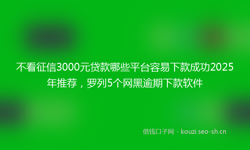 不看征信3000元贷款哪些平台容易下款成功2025年推荐，罗列5个网黑逾期下款软件