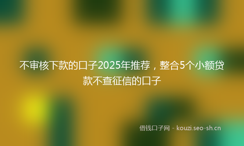不审核下款的口子2025年推荐，整合5个小额贷款不查征信的口子