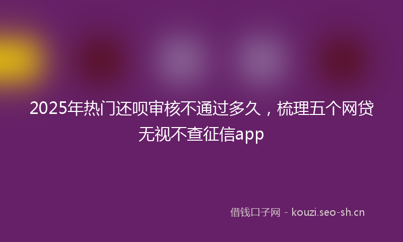 2025年热门还呗审核不通过多久，梳理五个网贷无视不查征信app