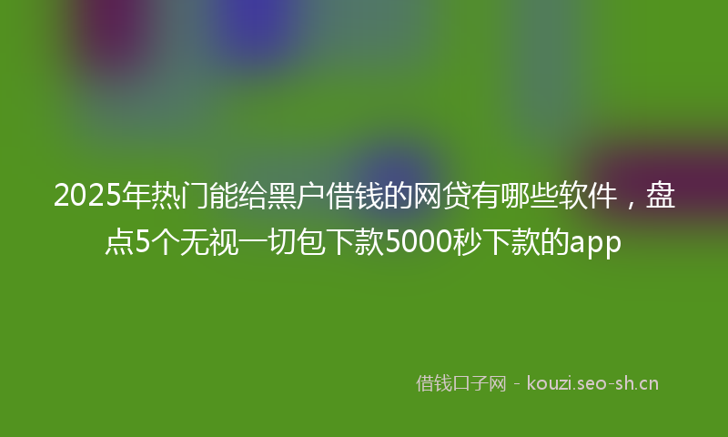 2025年热门能给黑户借钱的网贷有哪些软件，盘点5个无视一切包下款5000秒下款的app